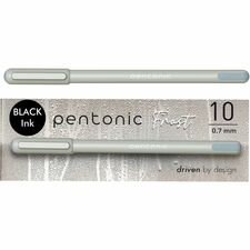 Pentonic Frosted Barrel Ballpoint Pens 0.7 mm Fine Pen Point - Black Ink - Frost, Gray Barrel - 10 / Box