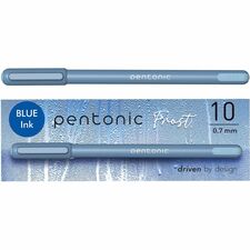 Pentonic Frosted Barrel Ballpoint Pens 0.7 mm Fine Pen Point - Blue Ink - Frost, Blue Barrel - 10 / Box