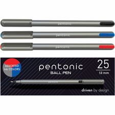 Pentonic Ballpoint Pen Set 1 mm Pen Point - Multi Ink - Nickel Silver Tip - 25 / Box