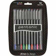 Pentonic Ballpoint Pen Set 1 mm Pen Point - Assorted Ink - Nickel Silver Tip - 10 / Pack