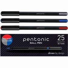 Pentonic Ballpoint Pen Set 0.7 mm Pen Point - Assorted Ink - Nickel Silver Tip - 25 / Box