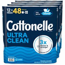 Cottonelle Ultra Clean Toilet Paper 1 Ply - 248 Sheets/Roll - White - Paper, FiberPack - 12/Pack - 4 / Carton