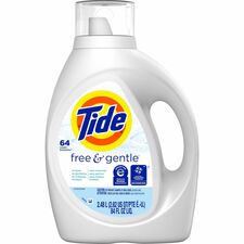 Tide Free & Gentle Detergent For Laundry, Clothes, Washing Machine - Liquid - 84 fl oz (2.6 quart) - Hypoallergenic, Dye-free, Lead-free, Phosphate-free - White - 1 Each
