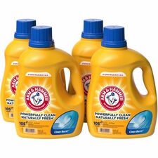 Arm & Hammer Clean Burst Laundry Detergent For Laundry, Fabric - Concentrate - Liquid - 105 fl oz (3.3 quart) - Clean Burst Scent - Odor Neutralizer, Versatile - Yellow, Blue Bottle - 4 / Carton
