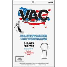 V.A.C. Perfect 4-Quart Backpack Vacuum Bags 9/Pack - 5 / Bundle - 1 gal - White