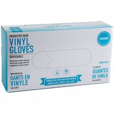 Remcoda Powder-Free Vinyl Gloves 3 mil Thickness - X-Large Size - For Right/Left Hand - Vinyl - Clear - Comfortable, Latex-free - 100 / Box