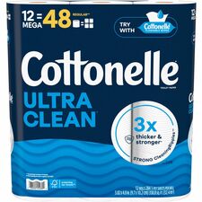Cottonelle Ultra Clean Toilet Paper 1 Ply - White - Paper - 12 / Pack