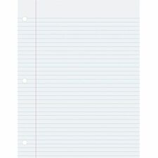 Pacon College-Ruled Filler Paper 500 Sheets - Ruled Red Margin - 3 Hole(s) - 8 1/2" x 11" Sheet Size - White Paper - Smooth, Hole-punched, Recyclable - 500 / Pack
