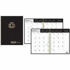 House of Doolittle Recycled Deco Days Planner Julian Dates - Monthly - 14 Month - December 2025 to January 2027 - Sunday, Saturday - 1 Month Double Page Layout - 11" x 8 1/2" Sheet Size - 1.69" x 1.63" Block - Wire Bound - Black - Black Leather Cover - Da
