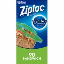 Ziploc® Sandwich Bags 6.50" Length x 5.87" Width - Clear - Plastic - Sandwich, Snack, Fruit, Storage, Vegetables, Cosmetics, Yarn, Business Card, Food, Meat, Fish - 90 / Box