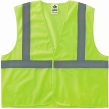 Ergodyne GloWear 8205HL-ECO Recycled Hi-Vis Vests Recommended for: Construction, Baggage Handling - Small/Medium - Hook & Loop Closure - Polyester Mesh - Lime - Reflective Strap, Machine Washable, Recyclable, Reflective, High Visibility, Lightweight, Brea