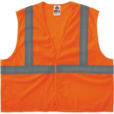 Ergodyne GloWear 8205HL-ECO Recycled Hi-Vis Vests Recommended for: Construction, Baggage Handling - 2-Xtra Large/3-Xtra Large - Hook & Loop Closure - Polyester Mesh - Orange - Reflective Strap, Machine Washable, Recyclable, Reflective, High Visibility, Li
