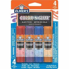 Elmer's Color 'N Glitz Glue Sticks 0.21 oz - Assorted - 4 / Pack