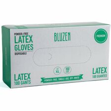 BLUZEN Powder-Free Latex Gloves 4 mil Thickness - X-Large Size - Latex - Off White - Comfortable - For Healthcare, General Purpose - 100/Box - 10 / Carton