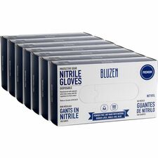 BLUZEN Disposable Nitrile Gloves 3 mil Thickness - Medium Size - Nitrile - Blue - Durable, Comfortable - 100/Box - 10 / Carton