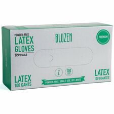 BLUZEN Powder-Free Latex Gloves 4 mil Thickness - Large Size - Latex - Off White - Comfortable - For Healthcare, General Purpose - 100/Box - 10 / Carton
