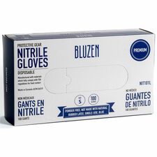 BLUZEN Disposable Nitrile Gloves 3 mil Thickness - Small Size - Nitrile - Blue - Durable, Comfortable - 100/Box - 10 / Carton