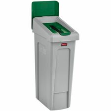 Rubbermaid Commercial Slim Jim Recycling Station 1-Stream Paper, 23 Gal 23 gal Capacity - For Commercial - Durable, Recyclable - 40.2" Height x 12" Width x 15.2" Depth - Resin - Gray, Green - 1 Each