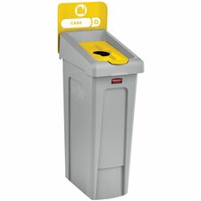 Rubbermaid Commercial Slim Jim Recycling Station 1-Stream Bottles/Cans, 23 Gal 23 gal Capacity - For Commercial - Durable, Recyclable - 40.2" Height x 12" Width x 15.2" Depth - Resin - Gray, Yellow - 1 Each