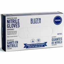 BLUZEN Extra-Strength Nitrile Gloves 4 mil Thickness - Chemical Protection - Medium Size - For Right/Left Hand - Nitrile - Blue - Durable, Comfortable, Extra Strength, Snug Fit, Chemical Resistant - 100/Box - 10 / Carton