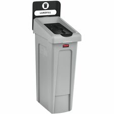 Rubbermaid Commercial Slim Jim Recycling Station 1-Stream Landfill, 23 Gal 23 gal Capacity - For Commercial - Durable, Recyclable - 40.2" Height x 12" Width x 15.2" Depth - Resin - Gray, Black - 1 Each