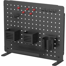 Kantek Pegboard Organizer Board with Accessories 17.40" Height x 21.50" Width x 3.80" Depth - Under Desk, Desktop - Black - Powder Coated Steel, Steel - 1 Each