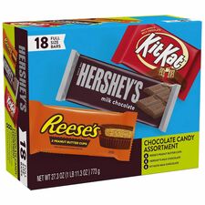 Hershey Chocolate Assortment Milk Chocolate, Peanut Butter - 18 / Carton