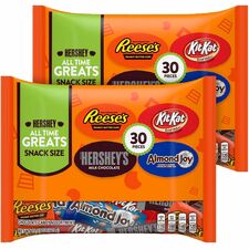 Hershey Chocolate Assortment Milk Chocolate, Peanut Butter - Individually Wrapped - 15.92 oz - 30 Bag - 2 / Carton