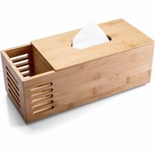 Officemate Bamboo Tissue Box Natural - Biodegradable, Non-slip, Anti Slip Base - 1 Each