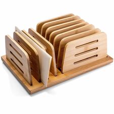 Officemate Bamboo Large File Sorter 9 Compartment(s) - 5.30" Height x 13" Width x 9" Depth - Durable, Adjustable - Natural Wood Grain - Bamboo - 1 Each