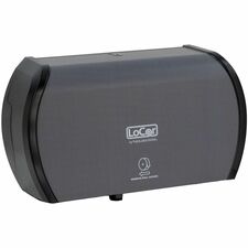 LoCor Side-By-Side Bath Tissue Dispenser Roll Dispenser - 3000 x Sheet - 5.2" Height x 15" Width x 8.9" Depth - Matte Gray - Sliding Door, Lockable - 1 Each