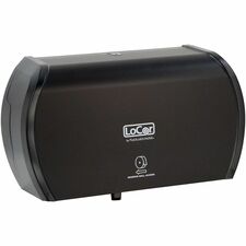 LoCor Side-By-Side Bath Tissue Dispenser Roll Dispenser - 3000 x Sheet - 5.2" Height x 15" Width x 8.9" Depth - Matte Black - Sliding Door, Lockable - 1 Each