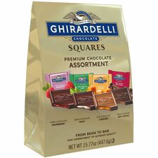Ghirardelli Premium Assortment Caramel Milk Chocolate, Dark Chocolate Raspberry, Dark Chocolate Mint, 60% Cacao Dark Chocolate - Individually Wrapped - 15.77 oz - 1 / Carton