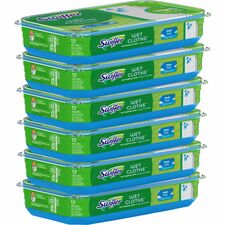 Swiffer Sweeper Wet Cloths Disposable, Residue-free - Cloth - White - 12/Pack - 6 / Carton