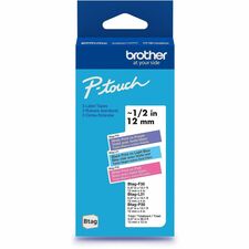 Brother P-touch Label Tape x 15/32" Width x 13 1/8 ft Length - White on Clear, Black on White, White on Black - Water Resistant - Temperature Resistant, Fade Resistant, Dishwasher Safe, Freezer Safe, Microwave Safe, Easy Peel, Removable, Household Liquid