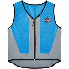 Ergodyne Chill-Its 6667 Wet Cooling Vest Recommended for: Construction, Landscaping, Sport, Roofing, Gardening, Hiking - 3-Xtra Large - Heat Protection - Zipper Closure - Nylon, Polyester, Spandex, Polyvinyl Alcohol (PVA) - Blue - Machine Washable, Breath