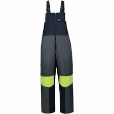 Ergodyne Insulated Freezer Bib Overalls Bib Overall - Large - Navy, Yellow - Polyester, Ripstop Polyester, Polyurethane