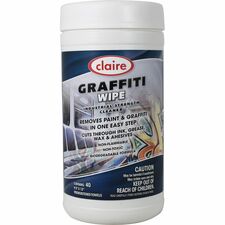 Claire Graffiti-Wipe For Hard Surface, Multipurpose - Wipe - Non-toxic, Non-flammable, Biodegradable, Abrasive, Non-scratching - White - 40 Each
