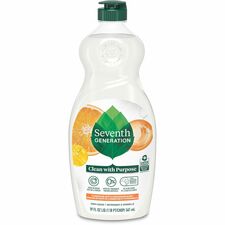Seventh Generation Free/Clear Natural Dish Liquid For Dish - Liquid - 19 fl oz (0.6 quart) - Free & Clear, Clementine Zest & Lemongrass Scent - Petroleum Free, Hypoallergenic, Non-toxic, Bio-based, Fragrance-free, Gluten-free, Phosphate-free - Clear - 1 E