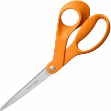 Fiskars Original Orange-handled Scissors 8" Overall Length - Bent - Stainless Steel Precision-ground Blade - Sharp Tip - 1 Each
