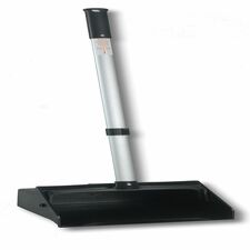 Genuine Joe Lobby Dust Pan 11.50" Wide - Aluminum Handle - Black, Silver - 1 Each