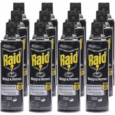 Raid Wasp and Hornet Killer 33 Spray - Kills Wasp, Hornet, Mud Dauber, Yellow Jacket - 14 fl oz - White - 12 / Carton