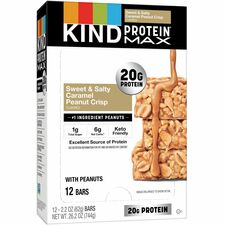 KIND Protein MAX Snack Bars High-fiber, Gluten-free, Individually Wrapped - Sweet & Salty, Caramel, Peanut - 1 - 12 / Box