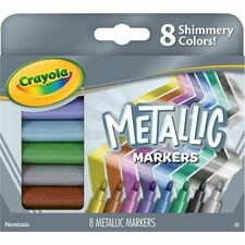 Crayola 8-color Metallic Markers Metallic, Purple Steel, Gold Ingot, Pink Bling, Black Iron, Cobalt Blue, Slick Silver, Green Machine, Copper Mine Ink - 8 / Pack
