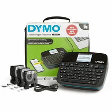 Dymo LabelManager Executive 640 CB Kits Thermal Transfer - 0.79 in/s Mono - Tape - 0.24" , 0.35" , 0.47" , 0.75" , 0.94" - 1" Screen - Battery - Lithium Ion (Li-Ion) - Battery Included - Black - Handheld - Handheld, PC, Mac - Ergonomic Design - for Office