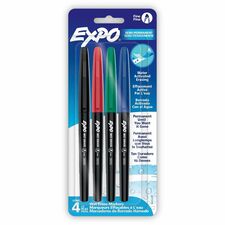 Expo Wet Erase Markers, Fine Tip Fine Marker Point - Erasable - Assorted Ink - 4 / Pack