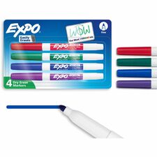 Expo Low-Odor Dry Erase Markers Fine Marker Point - Erasable - Assorted Ink/ - 4 / Pack