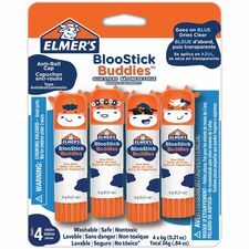 Elmer's BlooStick Buddies Glue Sticks 0.21 oz - Blue - 4 / Pack
