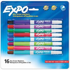 Expo Low-Odor Dry Erase Markers Fine Marker Point - Erasable - Assorted Ink/ - 16 / Pack