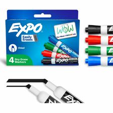 Expo Dry Erase Markers Chisel Marker Point - Erasable - Assorted Ink/ - 4 / Set